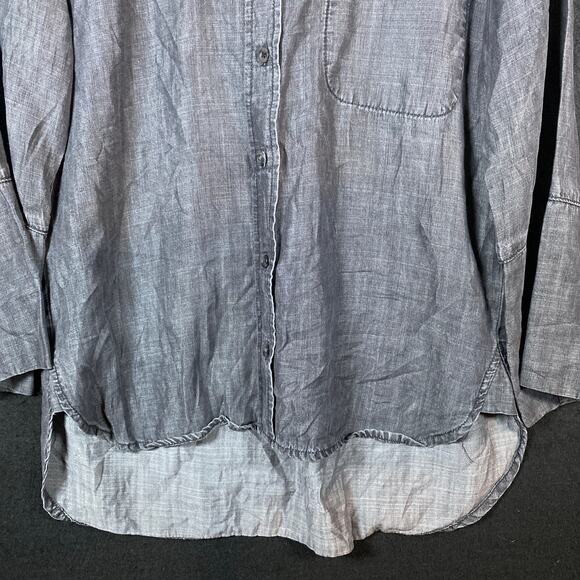 Cloth & Stone Anthropologie Womens Shirt Black Button Down High Low Small - Picture 4 of 14